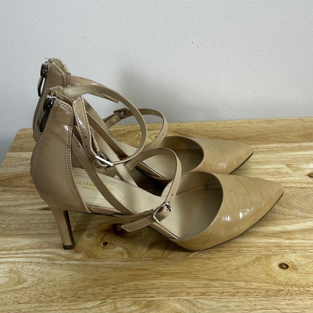 Liz Claiborne LC Harvey Nude Heels Size 10 M Memory Foam Strappy Pumps with Box